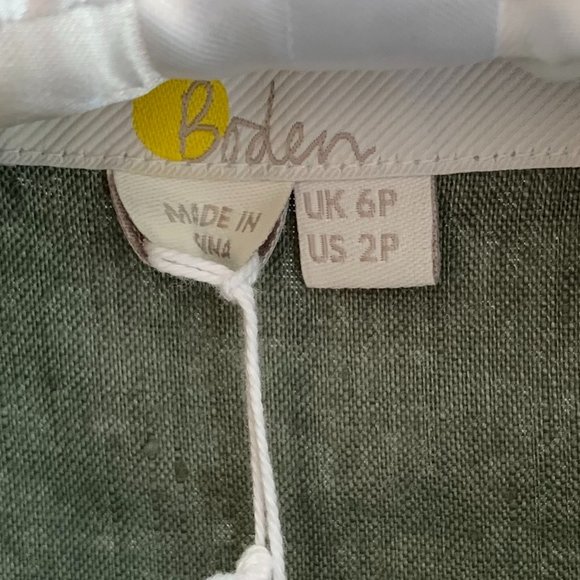 ❤️🎉HP🎉❤️ BODEN Toucan Bird Embroidered Linen Shirt, Olive, Size US 2P / … - Picture 9 of 13